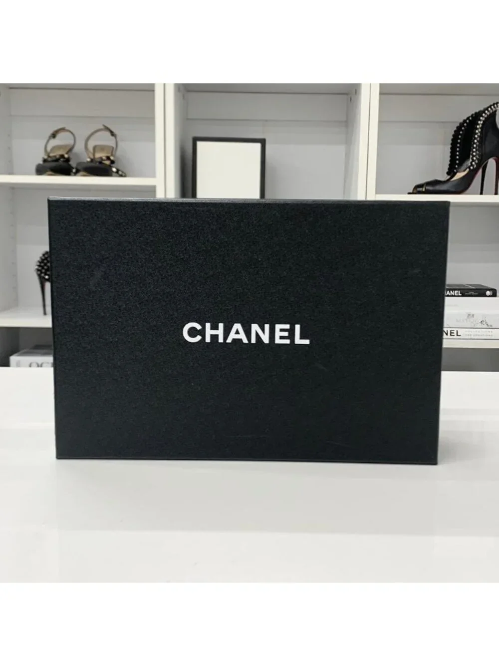 Chanel CC Logo Camellia Leather Fabric Sneakers Black